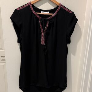 Black Embroidered Women's Top